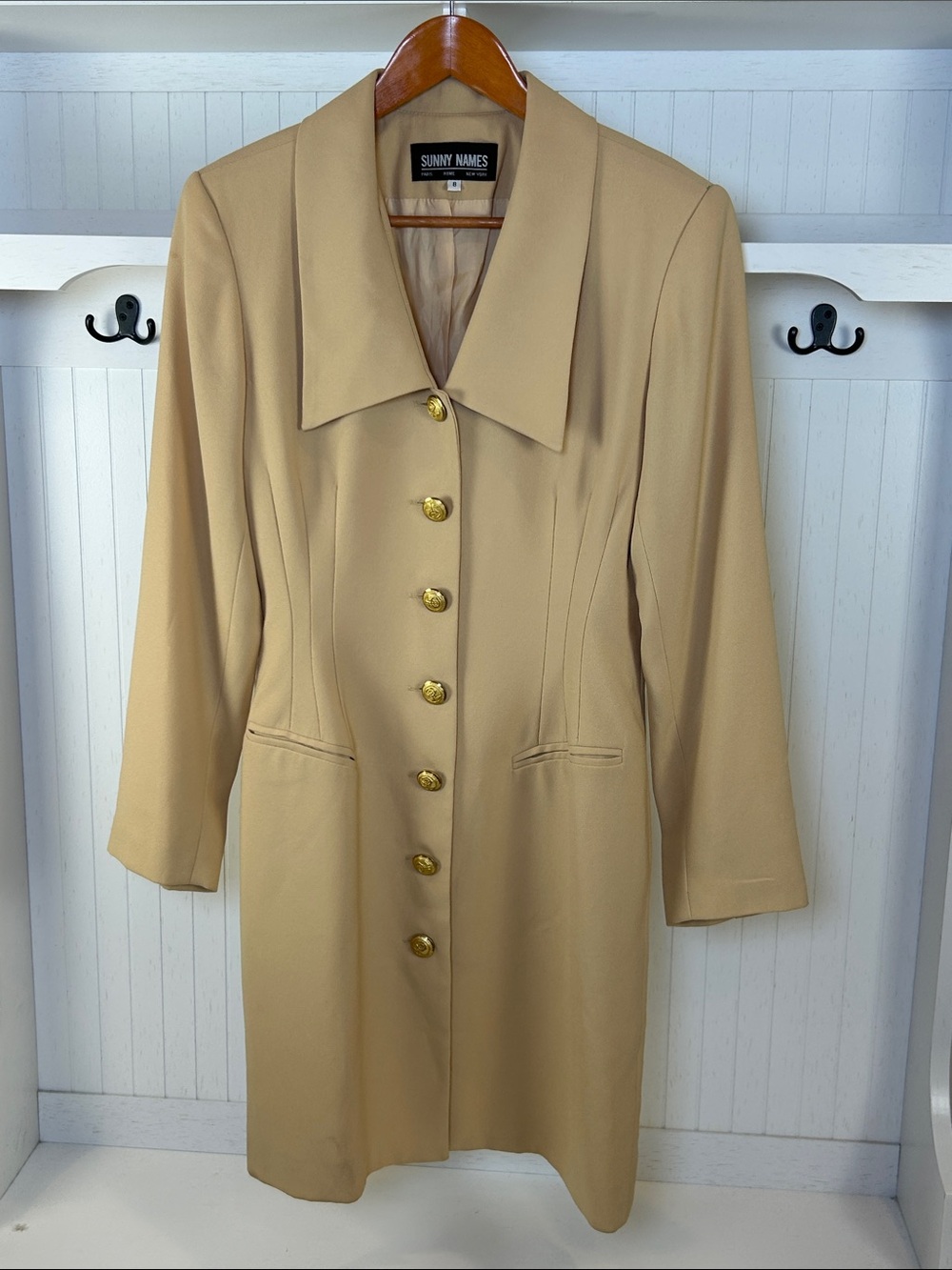 Vintage Sunny Names Beige Blazer Dress Gold Buttons 8